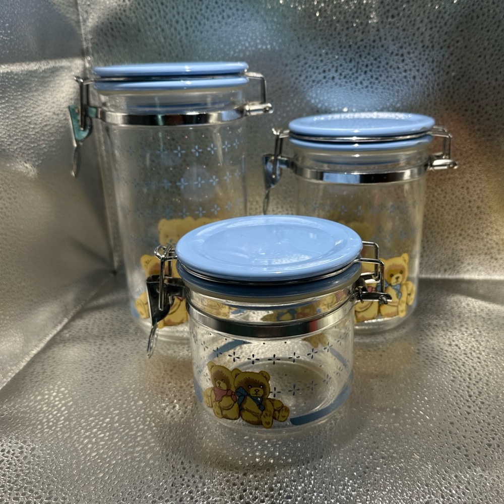 Vintage Country Bear by Teinshan Storage Jar acrylic Set3 Taiwan